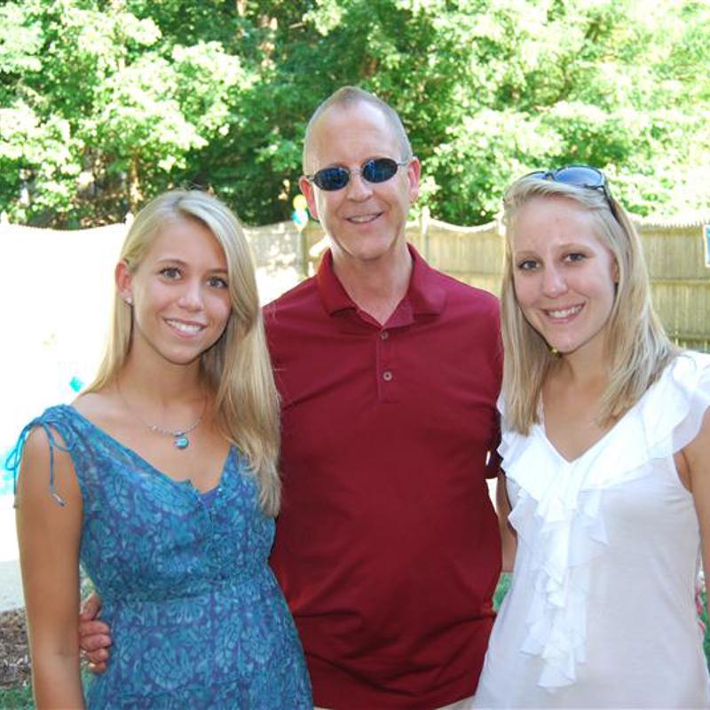Tom with daughters Ellen and Julie.