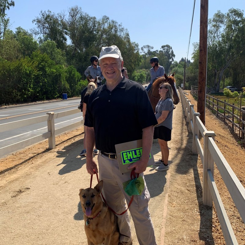 2022-08-23 - Bruce and Reggie at the Trail 95 ribbon cutting.  A new trail connection in Olivenhain running along El Camino Del Norte.