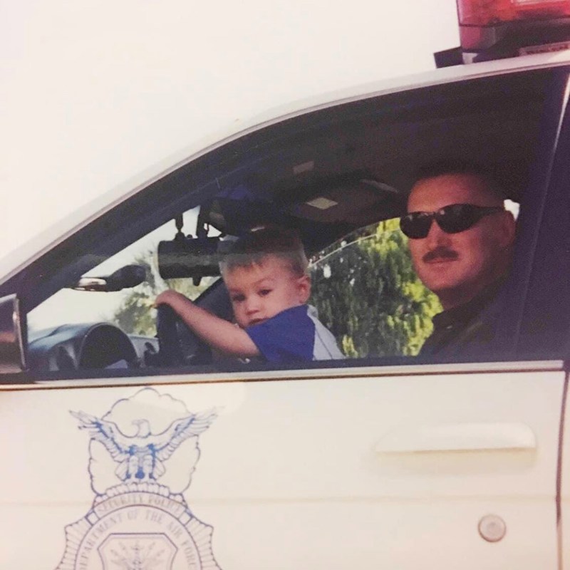 Todd Stewart as a younger Security Police Sgt in the USAF. Youngest son also pictured.