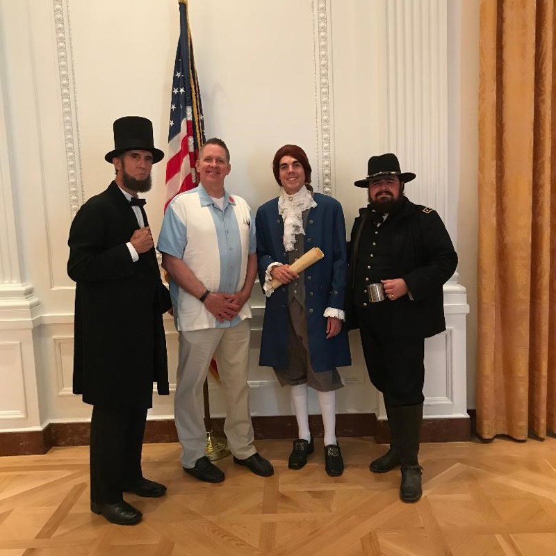 Eric with Presidents Lincoln, Jefferson and Grant.