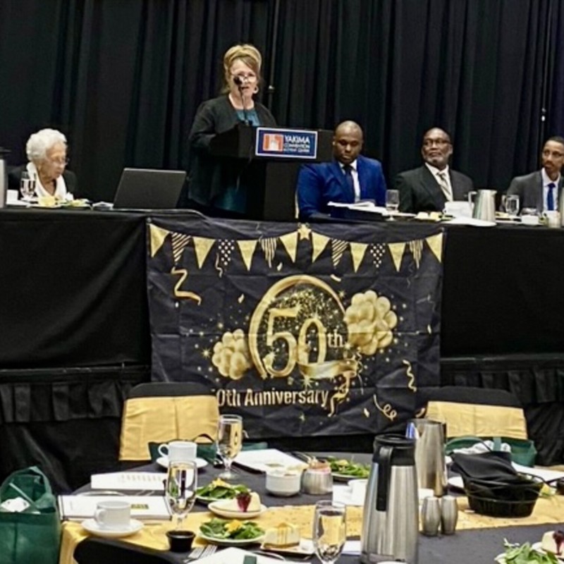 Speaking at the OIC 50th Anniversary dinner at the Yakima Convention Center.