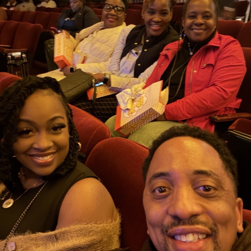 Me along with my friend K. Boleware, my cousin Chrissy H. and her co-workers at The Alabama Theater.