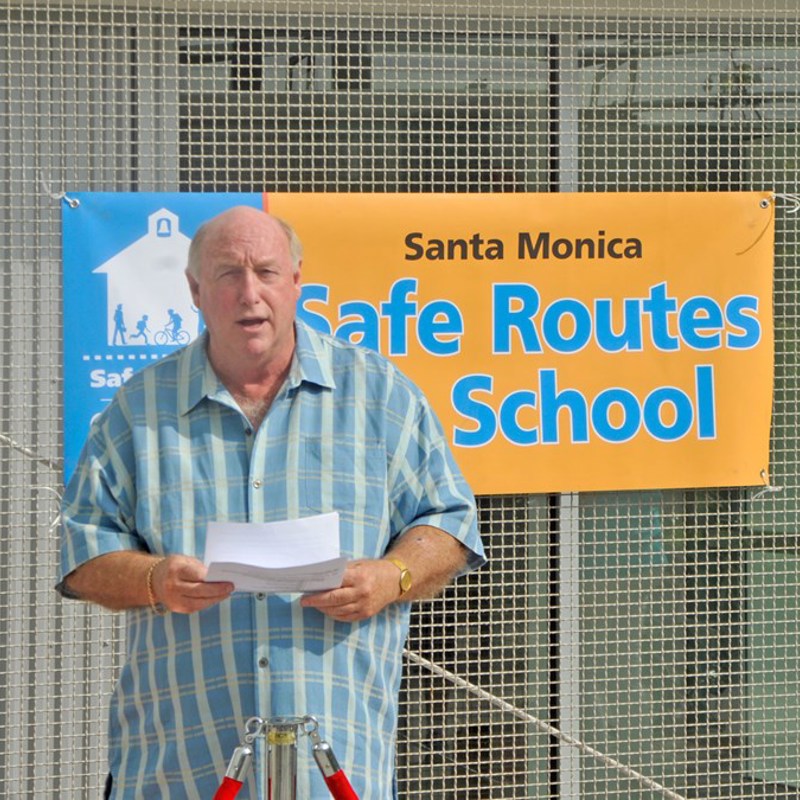 Speaking at a Safe Routes To School day event.