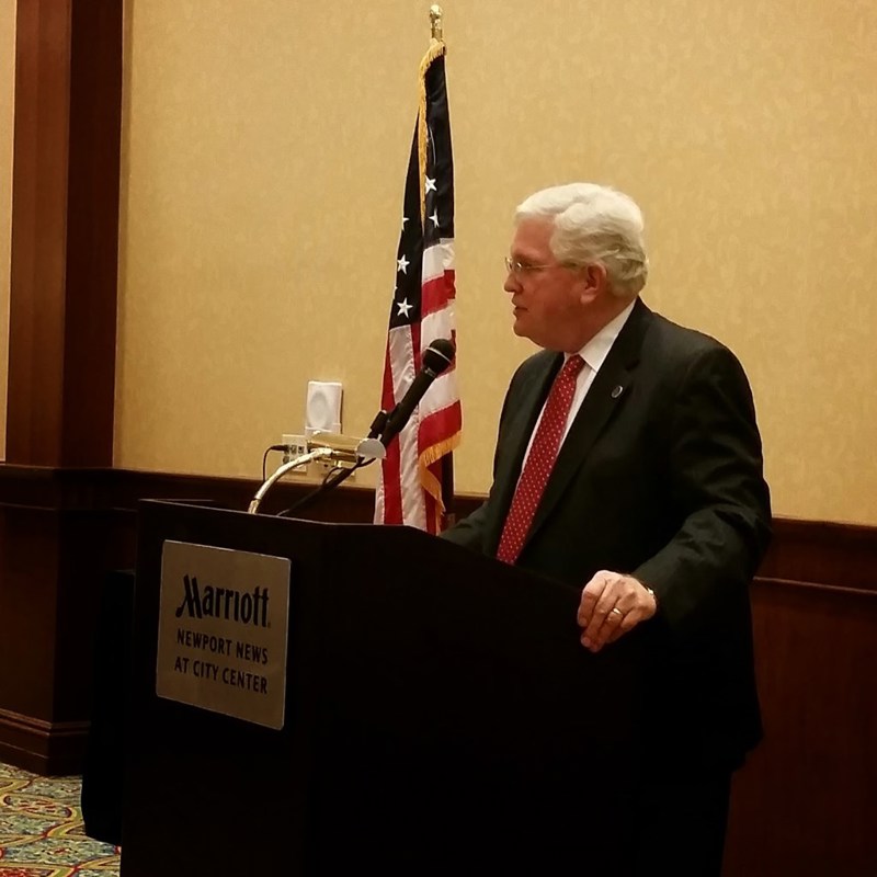 Sen. John Miller discussing his experience in the 2014 Legislative Session at his Community Leaders Breakfast in January.