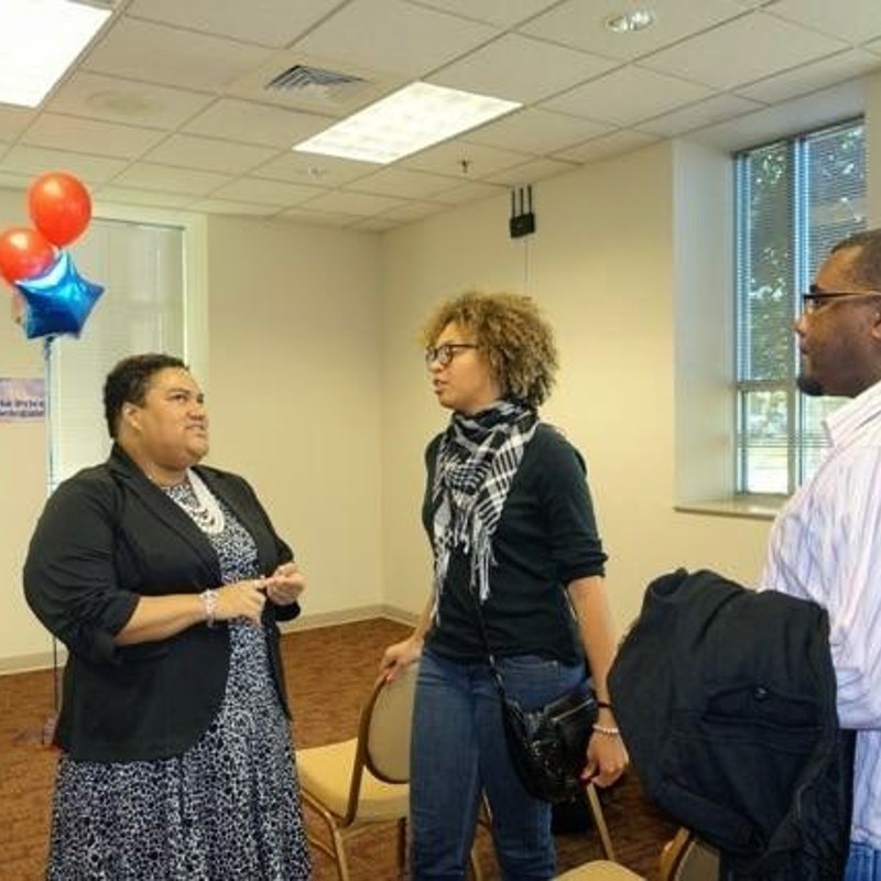 Marcia talking with other young political minds - Photo by AG Price
