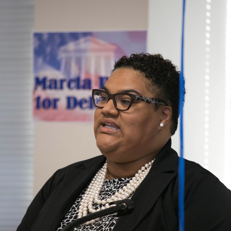 Marcia speaking about her vision for the 95th District - Photo by DB Wallace