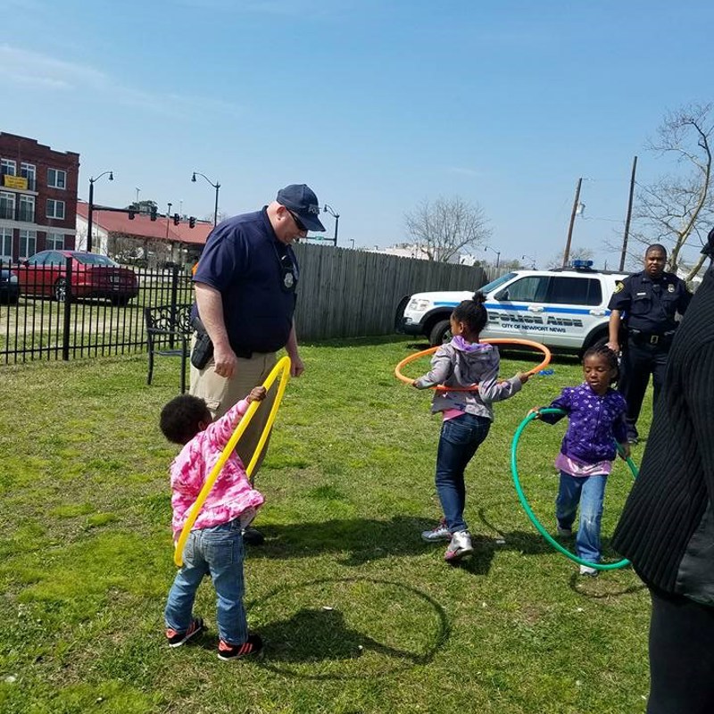 NN CRO Greathouse leading an epic hula hoop battle at the Easter Basket Giveawy hosted by Councilwoman Cherry