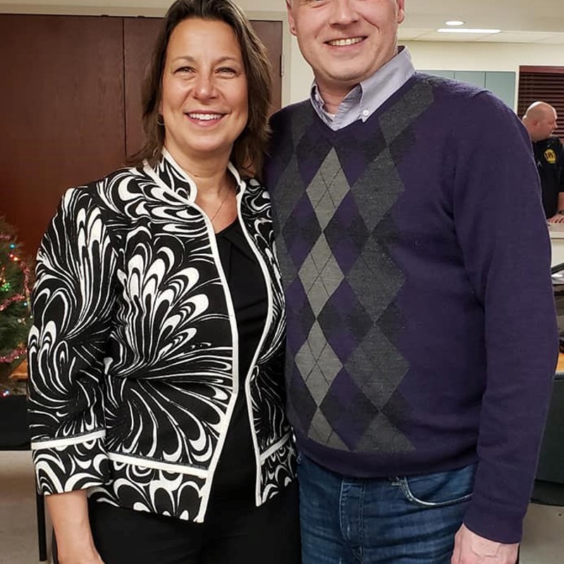 Bristol Clerk-Treasurer Cathy Antonelli with Elkhart County Democratic Chairman Chad Crabtree
