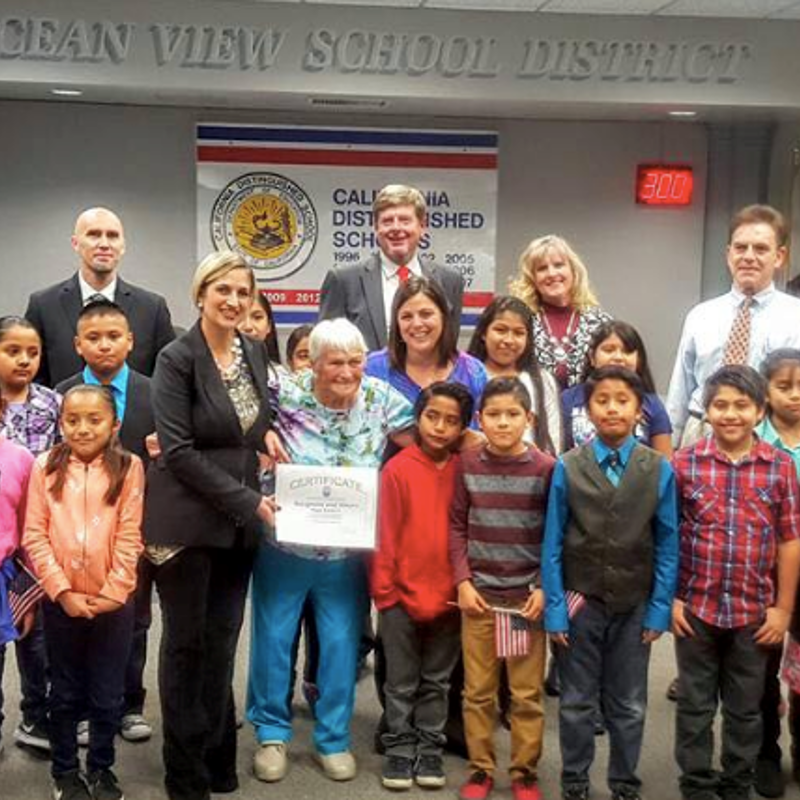 Tonight our Oak View students from Mrs. Berkers' 3rd grade class performed at the Board Meeting. They performed patriotic songs and recited a special chant in honor of one of Oak View's favorite volunteers, Mrs. Peggy Wanderer. She has dedicated the past 15 years to volunteering at Oak View Elementary School in Mrs. Berkers' 3rd grade class. 