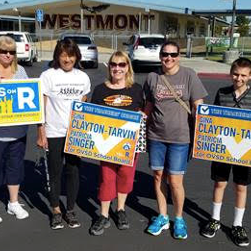 Westmont principal and teachers out walking precincts for Measure R, Prop 55, and Patricia Singer and me. 