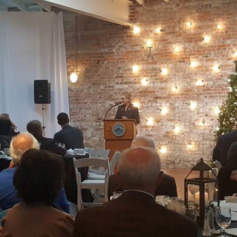 Speaking to the Metro Mayors in downtown Wilmington, NC