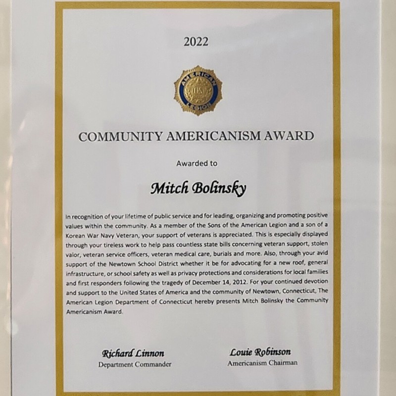 2022 American Legion Community Americanism Certificate