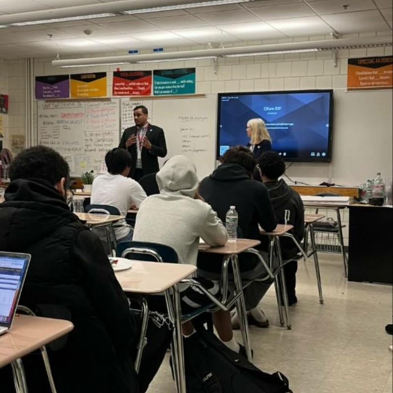 Salem High School Early College Educator Pathway presentation with Rep Manny Cruz