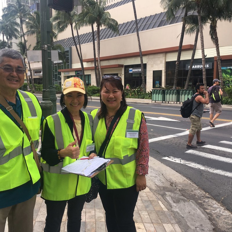 Joining the Waikiki Community Center and other agencies in the Waikiki Safety Walk to assess & recommend improvements for pedestrian safety 