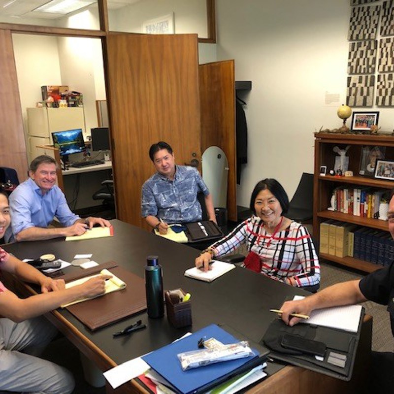 Fighting crime - Waikiki meeting with Rep. Adrian Tam, Council Chair Tommy Waters and HPD Major Mark Cricchio to discuss policy and legislation on law enforcement.
