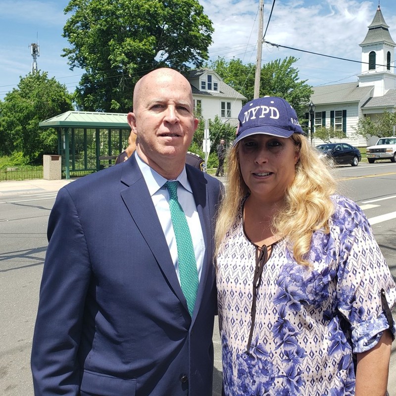 At a very sad and solemn event, Detective Brian P. Simonsen’s street naming ceremony in Aquebogue with the New York City Police Commissioner James O’Neil.