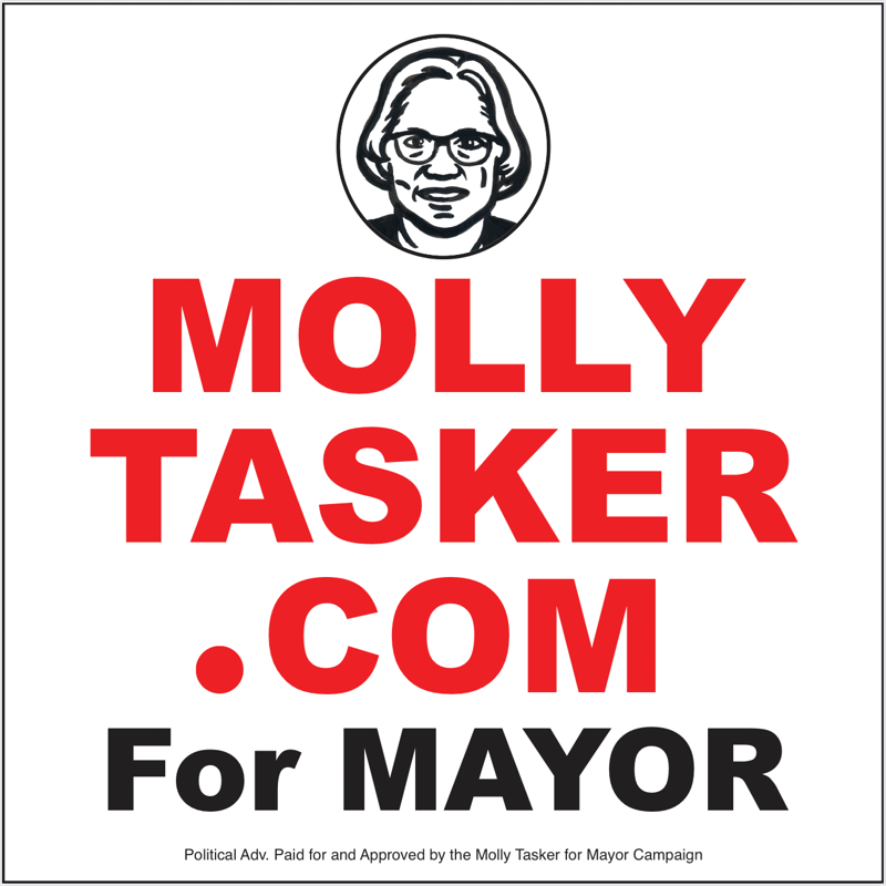Campaign sign designed by artist Spence Guerin